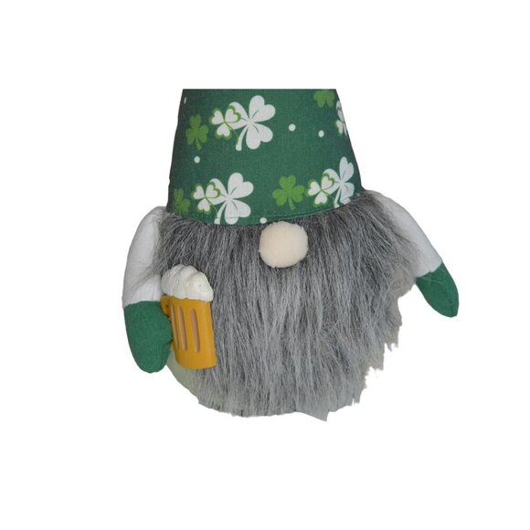 Huntington Home St. Patrick's Day Gnome With Beer Mug 20" Tall Green & White - Picture 3 of 5
